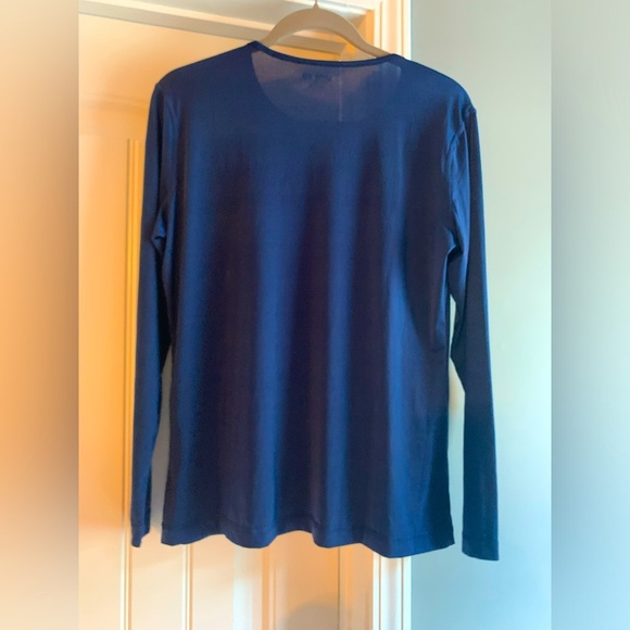 Lands End Womens Swim Shirt Cover Up Top Size L/P Blue Long Sleeve - Picture 4 of 4